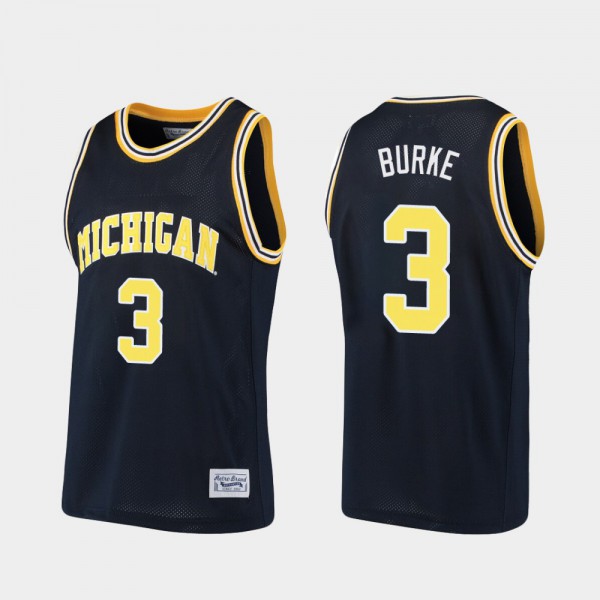 University of Michigan #3 For Men's Trey Burke Jersey Navy Alumni Alumni Basketball